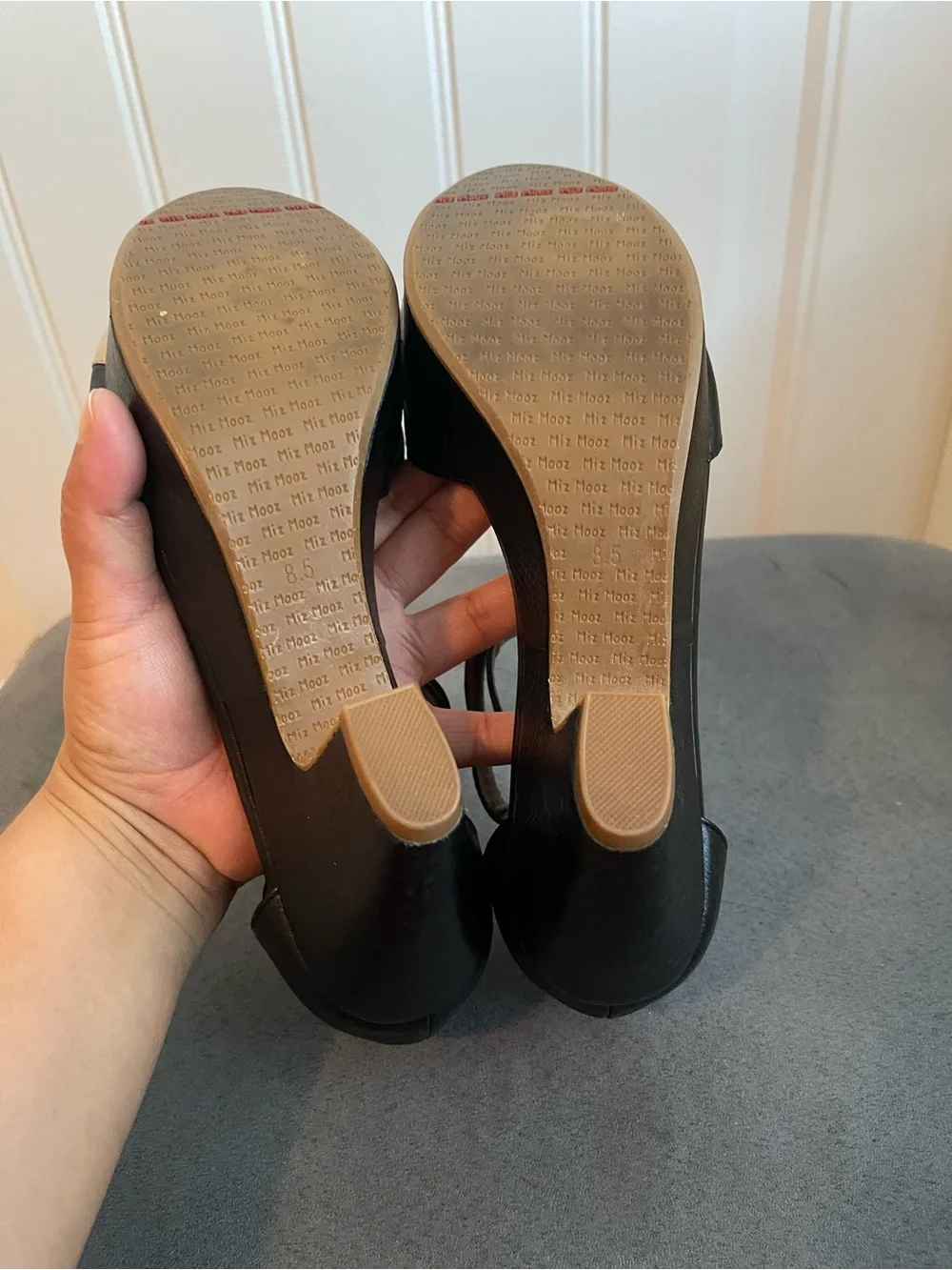 Miz Mooz Black and Ivory Ankle-Strap Platform Heels